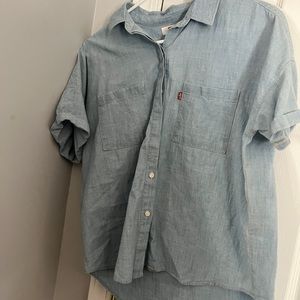 Womens denim short sleeve shirt
